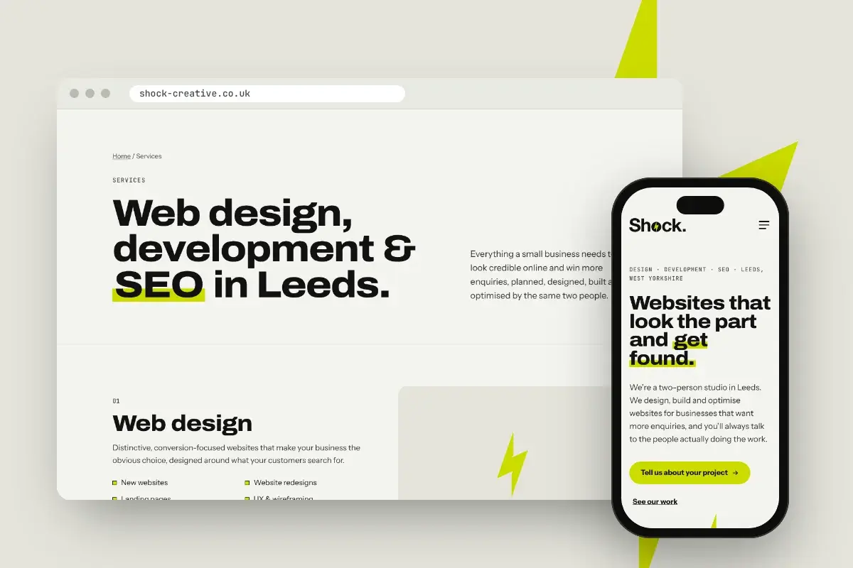 A website design shown in a desktop browser and on a phone
